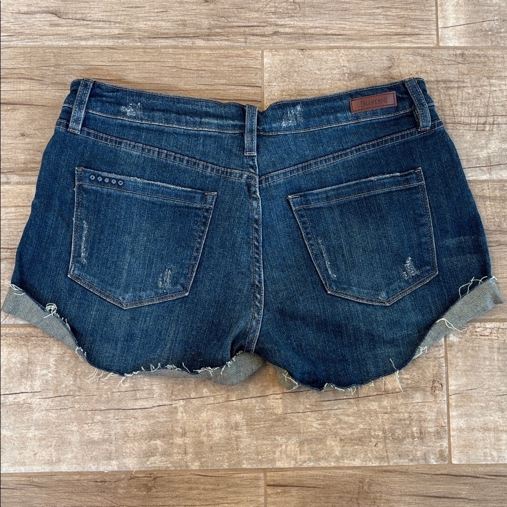 Blank NYC Dark Blue Distressed Jean Shorts - Picture 2 of 3